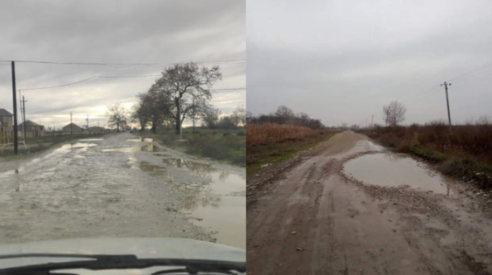 Xaçmazın bataqlığı xatırladan bərbad yolları - FOTO - VİDEO