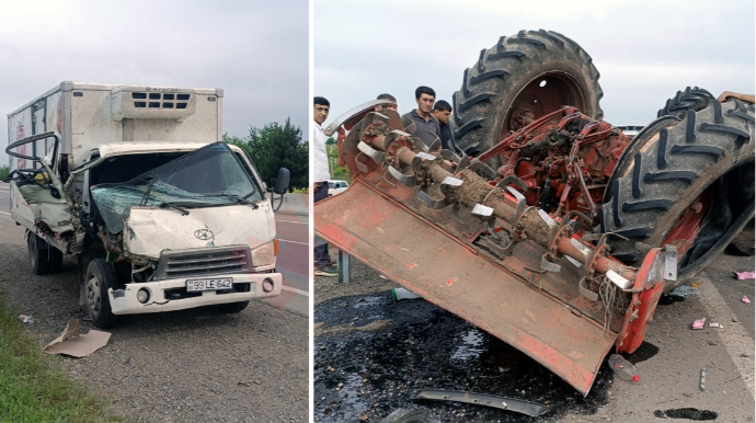 Tovuzda traktorla yük maşını toqquşub, xəsarət alanlar var - FOTO - VİDEO 