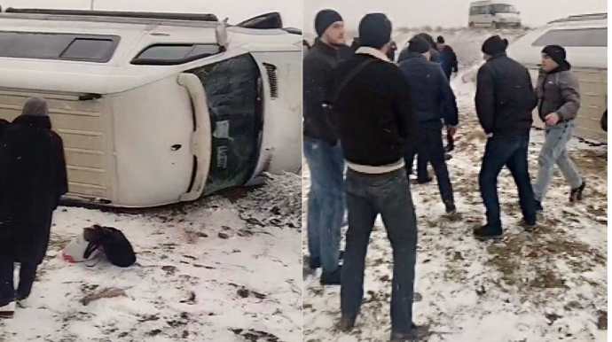 Qobustanda qəza: Sərnişin dolu avtobus sürüşərək dərəyə aşdı - VİDEO