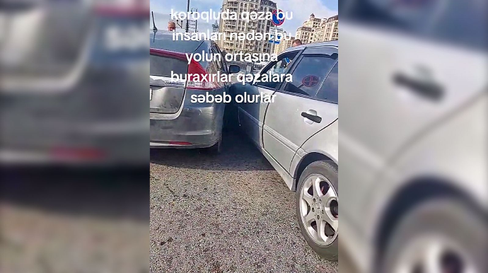 Qayda pozan “Honda” qəza törətdi, piyada son anda qurtuldu   - VİDEO