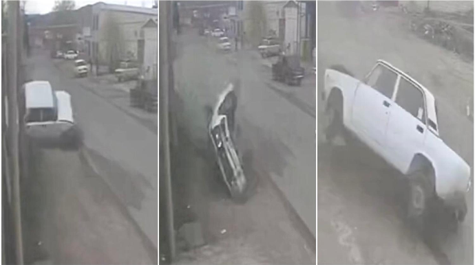 Əyləci çəkən sürücü qəza törətdi; “VAZ” dəfələrlə hasara çırpıldı - VİDEO