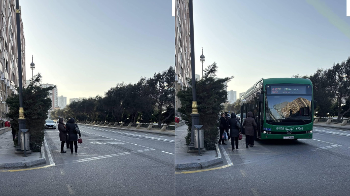 Bəzi dayanacaqlara görə avtobuslar yolun ortasında dayanmalı olur; həll yolu nədir? - FOTO