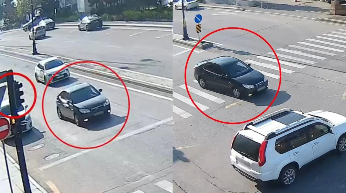 Qırmızı işığa məhəl qoymayan sürücü qəza törətdi - ANBAAN VİDEO 