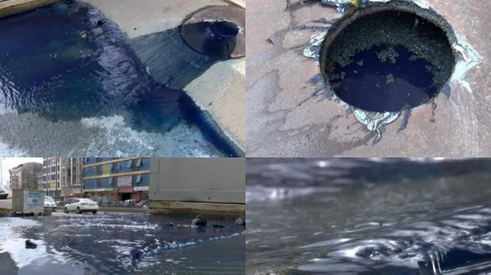 İstanbulda küçəni mavi su basdı - VİDEO 