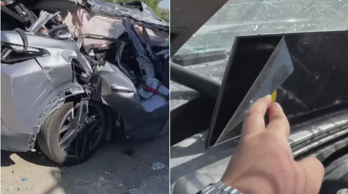 Hələ monitorun “plyonka”sını soymamışdı, qəzaya düşdü - VİDEO 