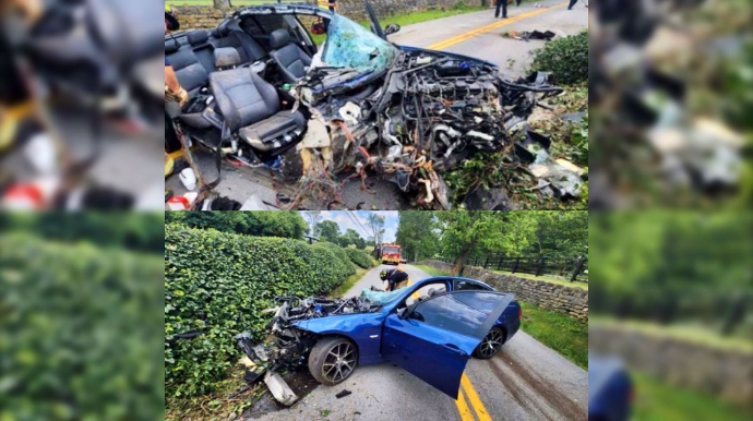 Dəhşətli qəzanın şoka salan təfərrüatı: “BMW” iki yerə bölündü, sürücü sağ çıxdı    - VİDEO