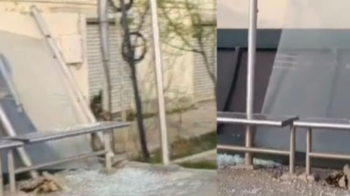 “Qobu Park” yaşayış massivinin girişindəki dayanacaq dağıdılıb - VİDEO   - YENİLƏNİB