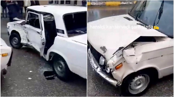 Ağsuda iki “VAZ” toqquşdu, sürücülərdən biri xəsarət aldı   - VİDEO