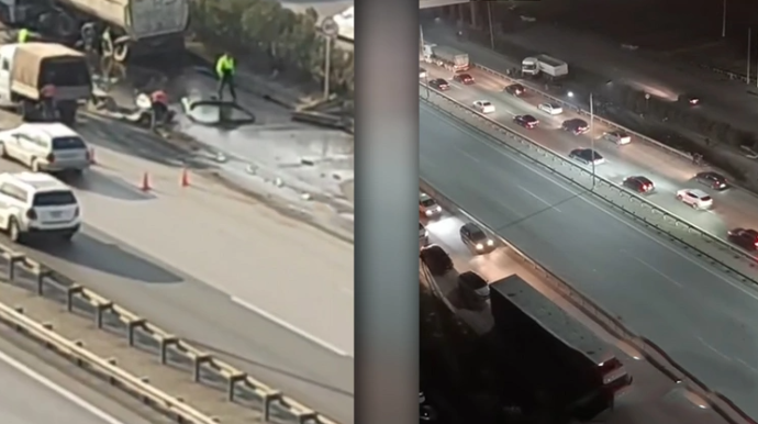 Bakı-Sumqayıt yolunda hər il yük maşınları bu arakəsməyə ÇIRPILIR  - VİDEO