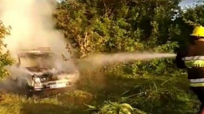 Göyçayda avtomobil yanıb  - FOTO