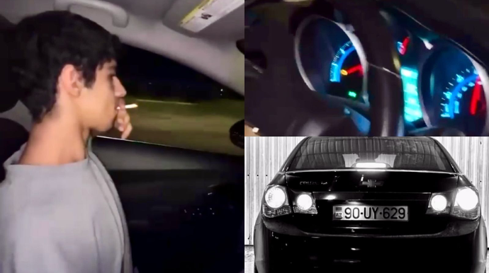 Sürət həddini aşan gənc sürücü digər maşınla yarışaraq “şou” göstərdi - VİDEO