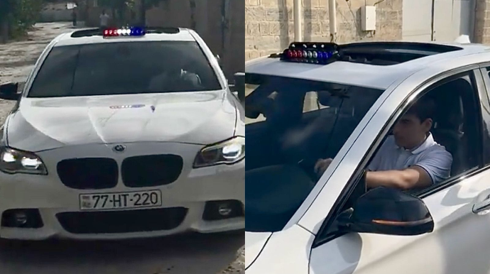“BMW”yə sayrışan işıq quraşdırıb polis maşınına oxşatdı - DYP-dən AÇIQLAMA   - VİDEO