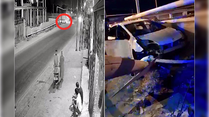 Dirəyə çırpılan “Prius” anbaan kameraya düşdü  - VİDEO