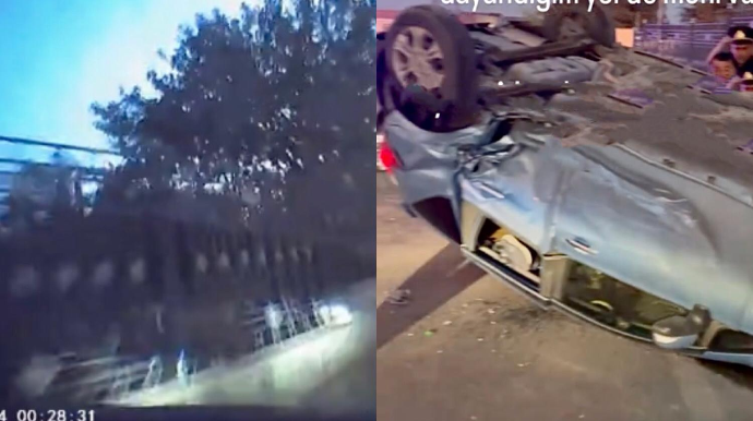 Bakıda qadın sürücü dayanan maşını vurub aşırdı   - ANBAAN VİDEO