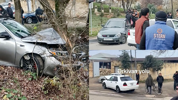 Masallıda zəncirvari qəza: Üç maşın  bir-birinə çırpıldı 