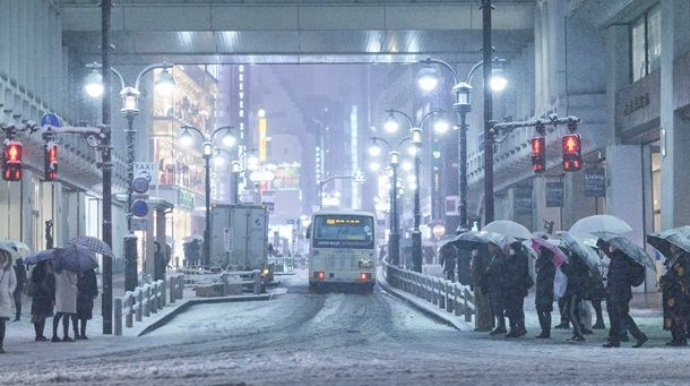 В Японии прошел снегопад, десятки пострадавших  - ВИДЕО - ФОТО