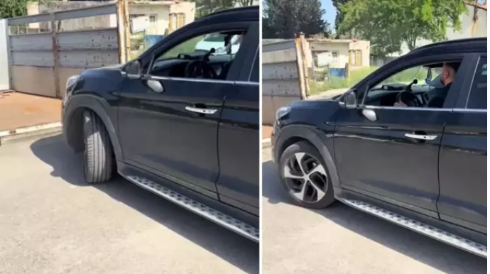 Evakuatora pul verməmək üçün avtomobilini yük maşını ilə daşıdı - VİDEO