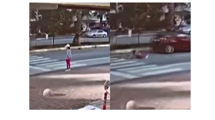 Piyada keçidindən yolu keçmək istəyən 9 yaşlı qızı avtomobil vurdu – ANBAAN VİDEO 