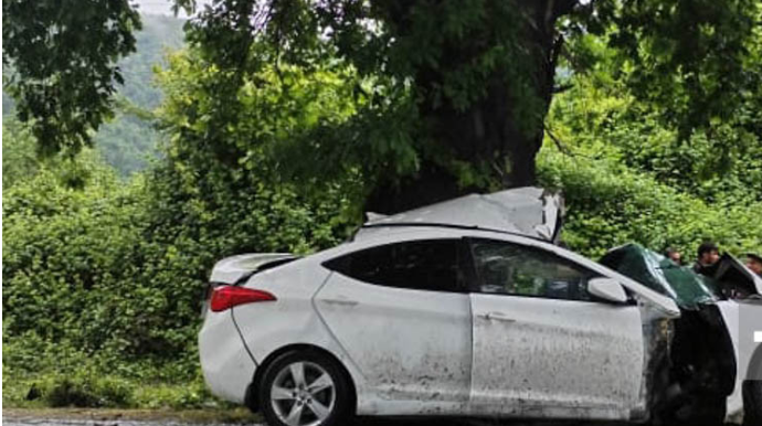 В Гахе автомобиль врезался в дерево, водитель погиб 