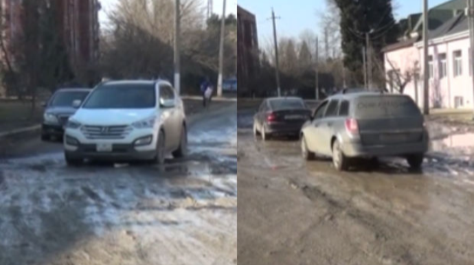 Gəncədə kanalizasiya xəttində yaranan problem yolları keçilməz edib  - VİDEO