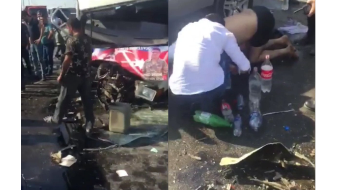 Novxanı yolunda "QAZel" "Mercedes"lə toqquşdu, xəsarət alan var  - VİDEO