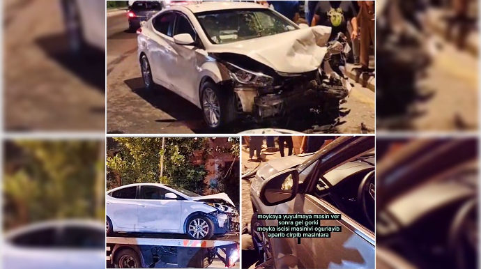 Bakıda avtoyuma işçisi oğurladığı maşınla qəza törətdi   - VİDEO