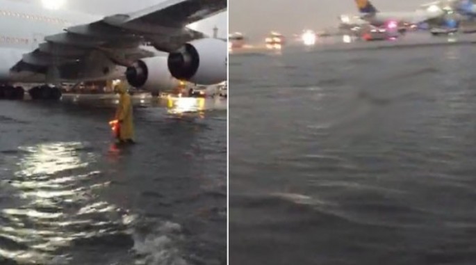 Hava limanı suyun altında qaldı - VİDEO