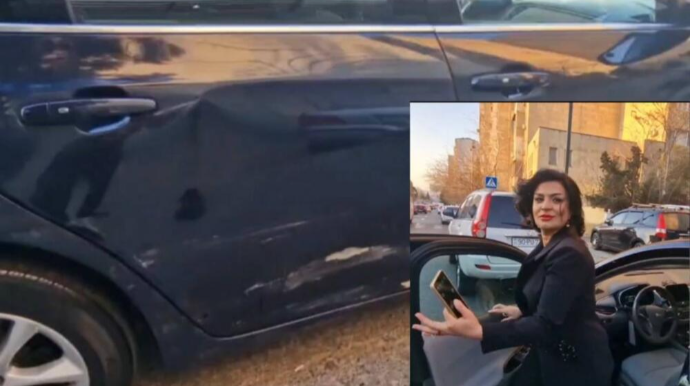 Aynur Dadaşovanın avtomobilini əzdilər  - VİDEO