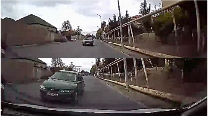 Sürücü əks yoldakı maşını vurmaqdan son anda yayınsa da irəlidə qəza törətdi - REAL VİDEO