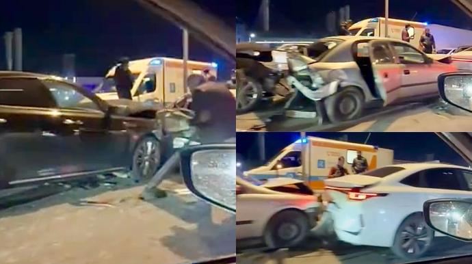 Bakı-Quba yolunda üç maşın toqquşdu, yaralılar var   - VİDEO