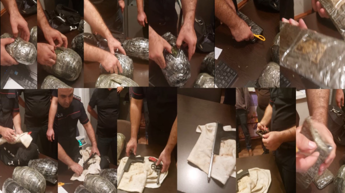 Ağstafada narko-kuryerin çantasından narkotik və silah aşkarlanıb - VİDEO