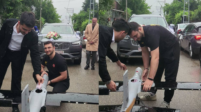 Tələbələr “gəlin maşını”nın qarşısını PUA ilə kəsdi - VİDEO 