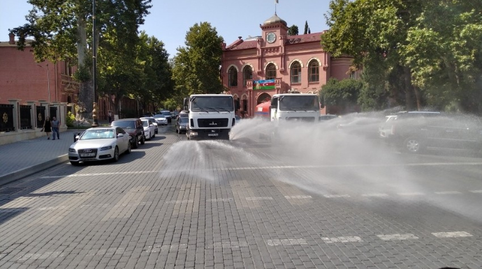 Gəncədə koronavirusa qarşı növbəti dezinfeksiya işləri aparılıb  - FOTO