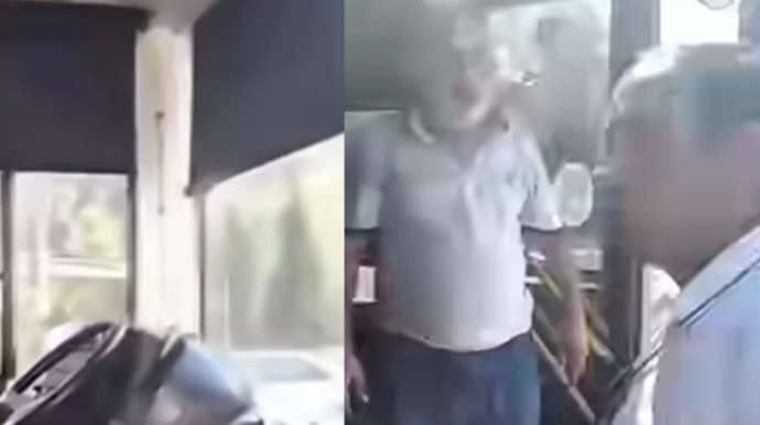Sumqayıtda avtobus sürücüsü ilə sərnişin arasında mübahisə - VİDEO 