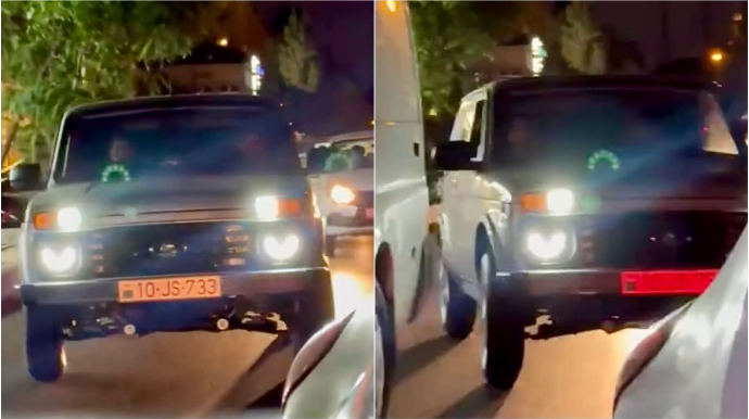 “Niva” ilə “hoqqa” verən  sürücü maşını vurmaqdan son anda yayındı   - VİDEO
