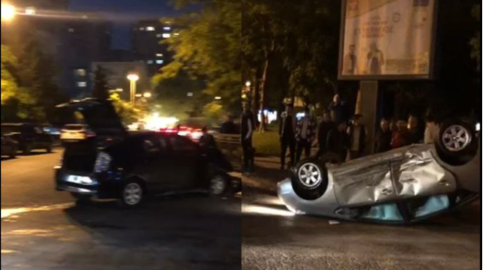 Bakıda iki "Prius" ağır qəzaya düşdü; biri aşdı  - VİDEO
