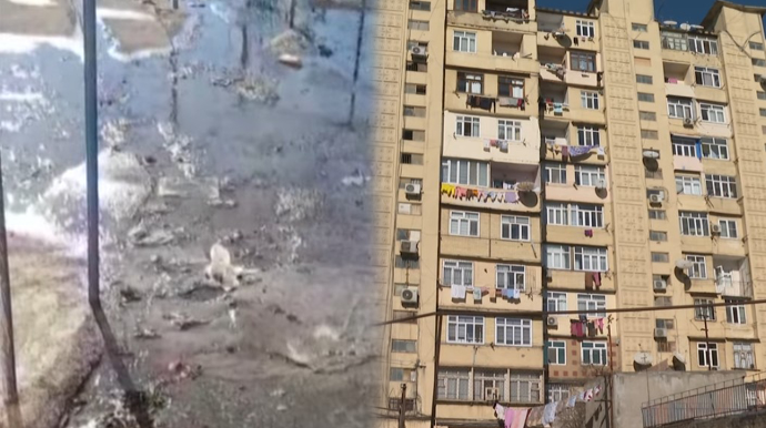 Bu binaya fasilələrlə verilən su küçəyə axır... - VİDEO