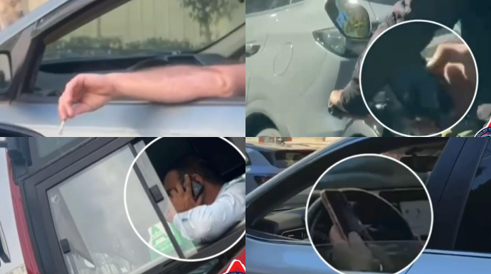 Yol polisi sükan arxasında telefonla oynayan sürücülərin görüntülərini yaydı - VİDEO 