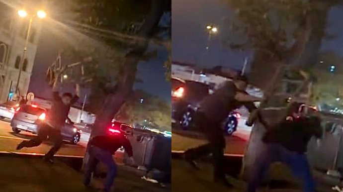 İki kişi bir-birinə bıçaq və nərdivanla hücum etdi; polis ARAŞDIRMAĞA BAŞLADI   - VİDEO