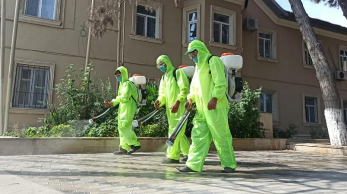 Xəzər rayonunda dezinfeksiya işləri aparıldı  - FOTO