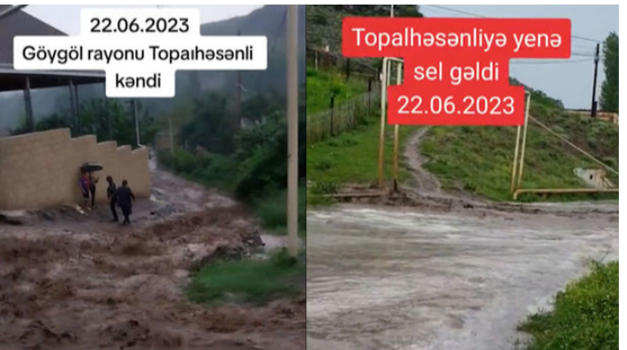 Göygöldə evləri, Gəncədə küçələri su basdı  - VİDEO