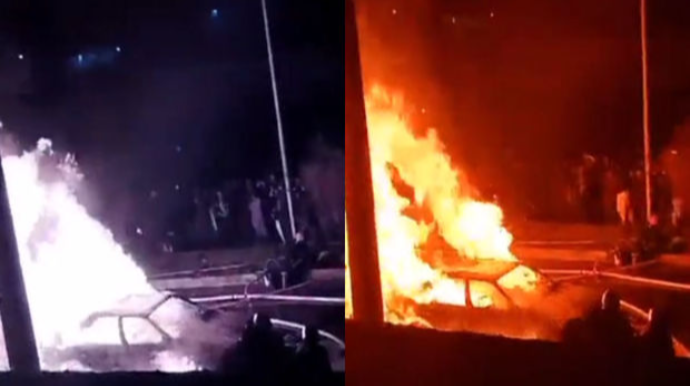 Pərakəndə yanacaq alış-verişi ilə məşğul olan şəxslərin avtomobilləri yandı - VİDEO