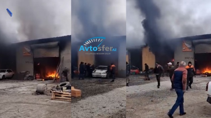 Bakıda avtomobil təmiri sexi yandı - ANBAAN VİDEO 