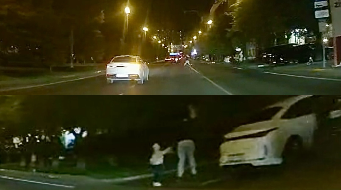 Prospektdə piyada qucağındakı azyaşlı ilə yolu qaçaraq keçdi   - VİDEO