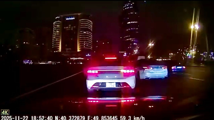 Prospektdə özünə yer tapa bilməyən sürücü dəfələrlə qayda pozdu - VİDEO