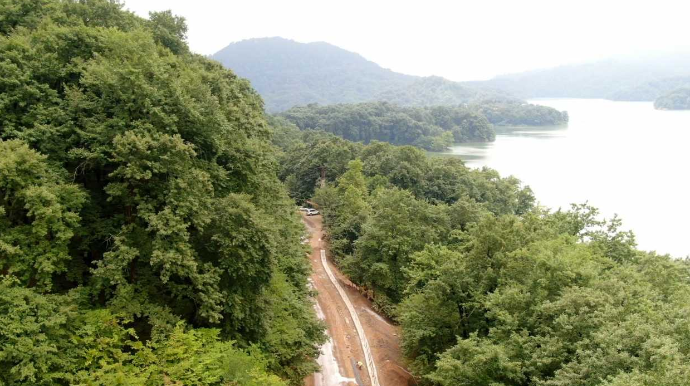 Sürüşmə nəticəsində dağılmış yol bərpa olunur - FOTO - VİDEO