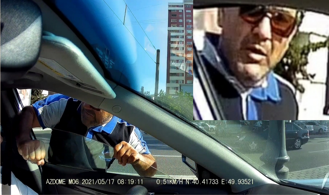 Bakıda taksi sürücüsüdən tərbiyəsiz hərəkət: Yumruq atıb söyüş söydü  - VİDEO