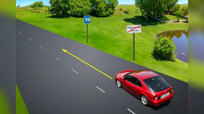 Sürücü bu yolda maksimum hansı sürətlə hərəkət edən bilər? - DOĞRU CAVAB