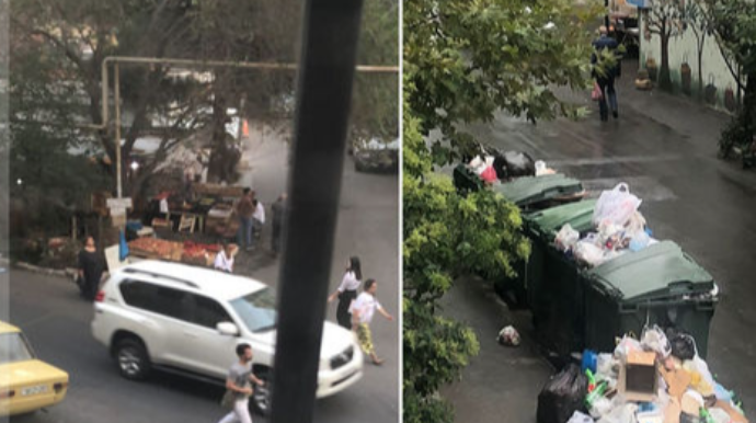 Bakıda yola qoyulan zibillər daşınmır - FOTO 