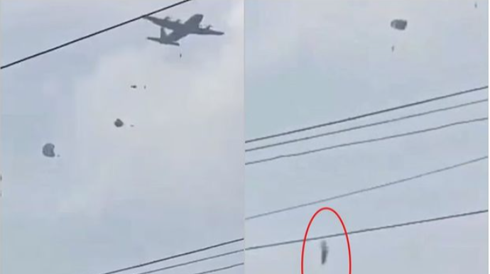 Paraşütü açılmayan desant yüngül xəsarətlərlə xilas oldu - VİDEO 